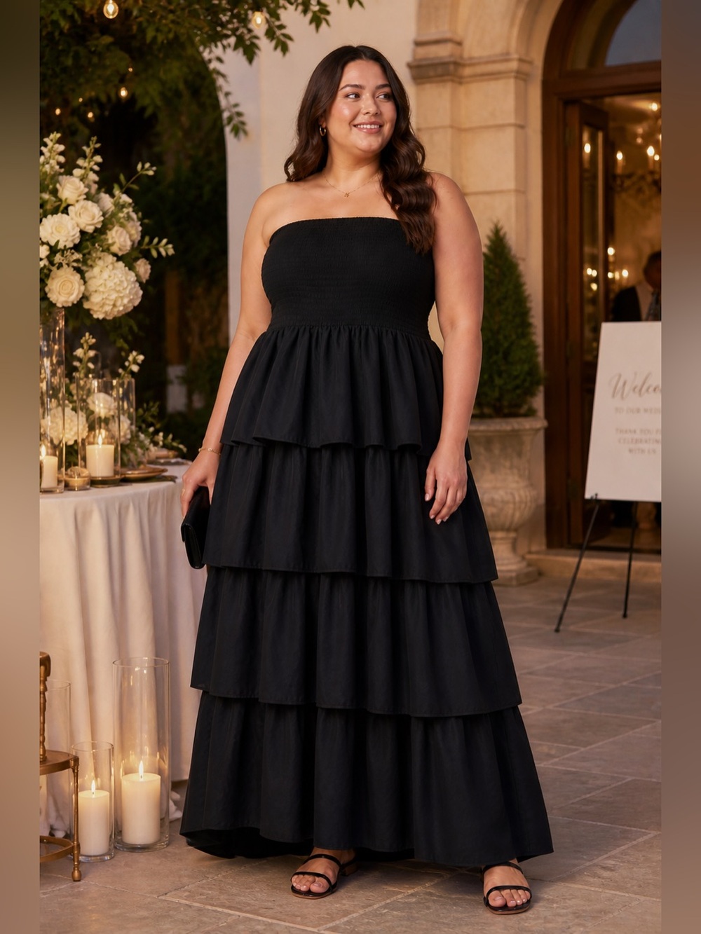 PrettyGarden Black Smocked Tiered Maxi Dress- Classic - Chic Size XXL